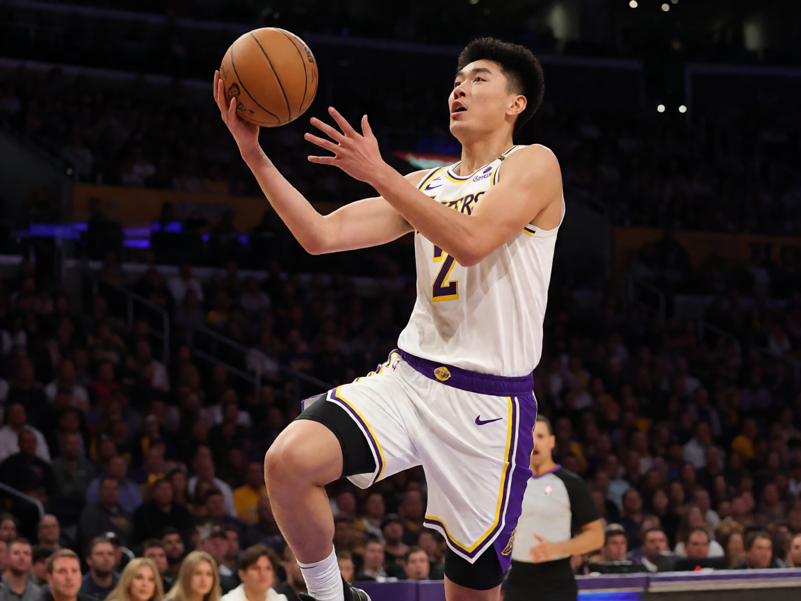NBA篮球比赛中球员突破上篮的精彩瞬间
